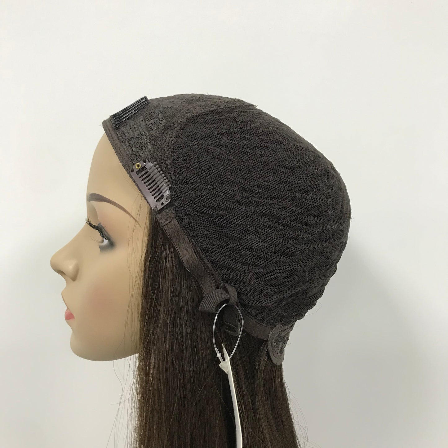 WOMEN'S EUROPEAN 18'' RAW HAIR JEWISH MACHINE MADE BAND FALL HIGH DOUBLE DRAWN WIG