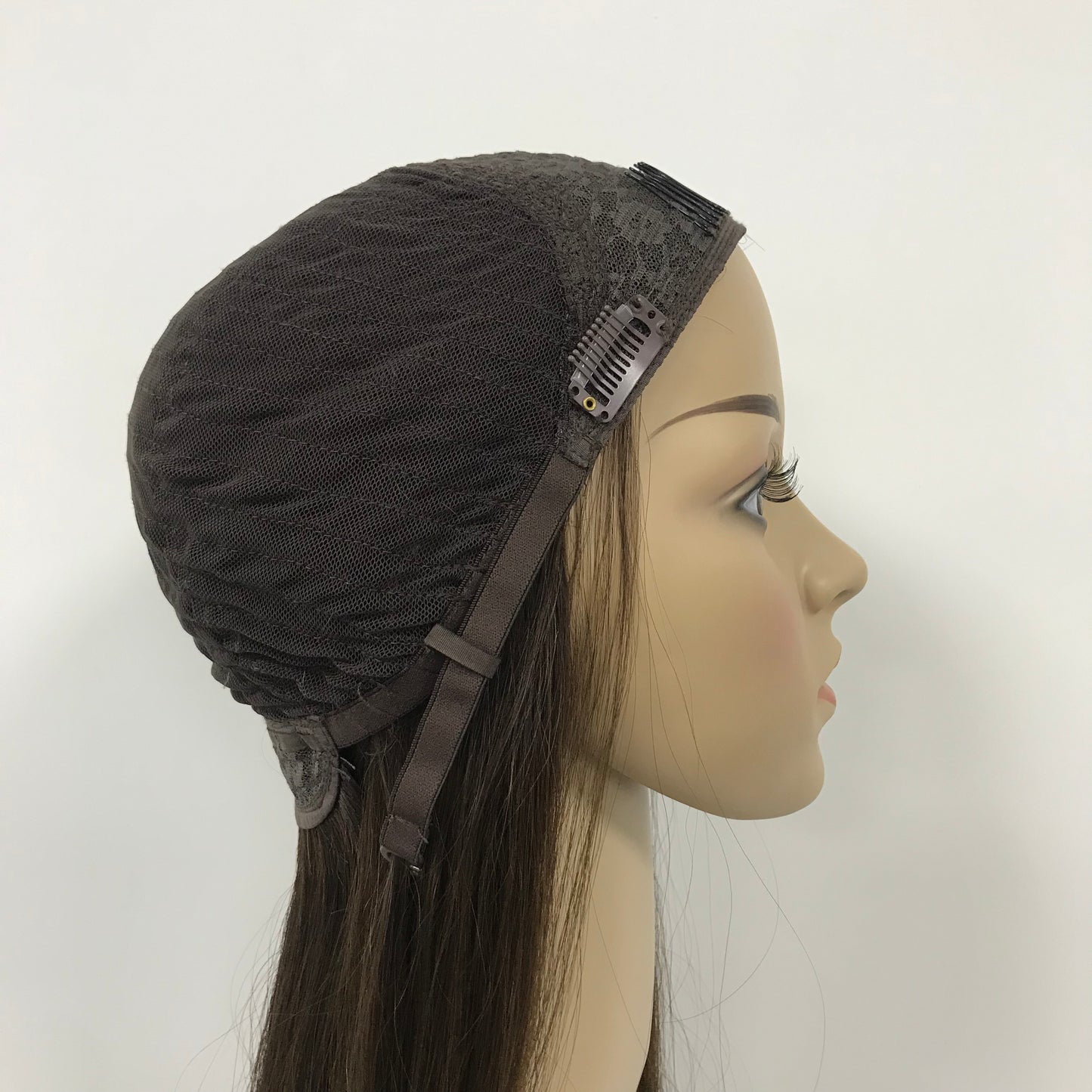 WOMEN'S EUROPEAN 18'' RAW HAIR JEWISH MACHINE MADE BAND FALL HIGH DOUBLE DRAWN WIG