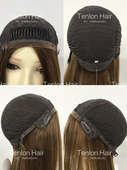 4“*4” SILK INJECTION SILK TOP JEWISH WIG HUMAN HAIR HIGH DOUBLE DRAWN WIG