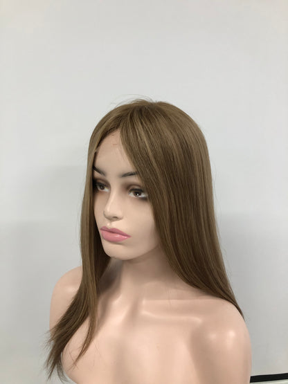 MONO TOP 100%RAW HAIR 16’’ BROWN KOSHER WOMEN HAIR MEDICAL WIG CAP