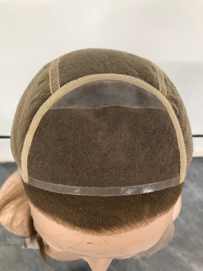 MONO TOP 100%RAW HAIR 16’’ BROWN KOSHER WOMEN HAIR MEDICAL WIG CAP