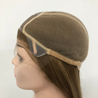 MONO TOP 100%RAW HAIR 16’’ BROWN KOSHER WOMEN HAIR MEDICAL WIG CAP