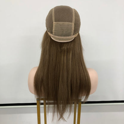 MONO TOP 100%RAW HAIR 16’’ BROWN KOSHER WOMEN HAIR MEDICAL WIG CAP