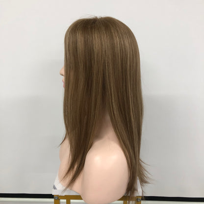 MONO TOP 100%RAW HAIR 16’’ BROWN KOSHER WOMEN HAIR MEDICAL WIG CAP