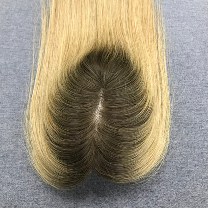10''JEWISH YOUNG WOMEN 2*5 FULL MONO TOP+PU RAW HAIR MEDICAL TOPPER