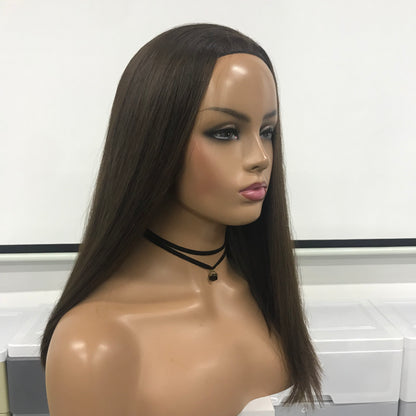 WOMEN'S EUROPEAN 18'' RAW HAIR JEWISH MACHINE MADE BAND FALL HIGH DOUBLE DRAWN WIG