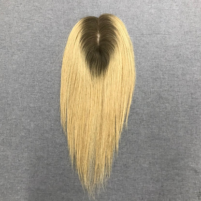 10''JEWISH YOUNG WOMEN 2*5 FULL MONO TOP+PU RAW HAIR MEDICAL TOPPER