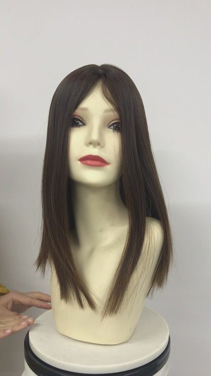 4“*4” SILK INJECTION SILK TOP JEWISH WIG HUMAN HAIR HIGH DOUBLE DRAWN WIG